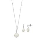 Sterling Silver Freshwater Cultured Pearl Swirl Pendant & Earring Set, Women's, White
