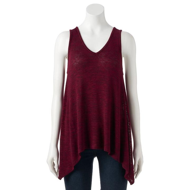Juniors' Pink Republic Sharkbite V-neck Tank, Girl's, Size: Medium, Dark Pink