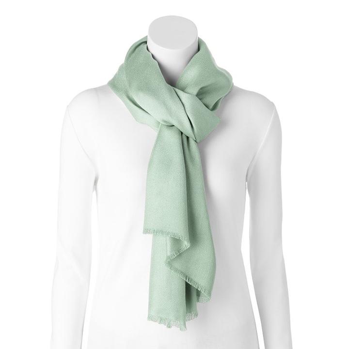 Lc Lauren Conrad Solid Fringed Pashmina Oversized Scarf, Women's, Lt Green