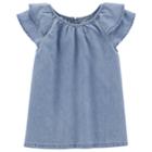 Girls 4-14 Carter's Chambray Ruffled Top, Size: 8, Blue