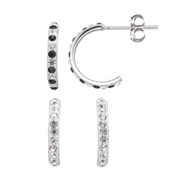Crystal Splendor Platinum Over Silver Semi-hoop Earring Set, Women's, Multicolor