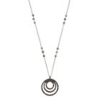 Long Beaded Circle Pendant Necklace, Women's, Silver