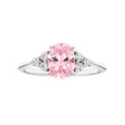 Sterling Silver Pink Cubic Zirconia Oval Ring, Women's, Size: 9