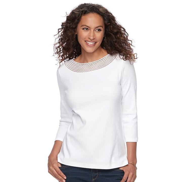 Women's Croft & Barrow&reg; Crochet Top, Size: Xl, Natural