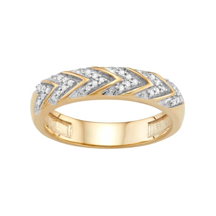 Sterling Silver 1/10 Carat T.w. Diamond Chevron Ring, Women's, Size: 7, White