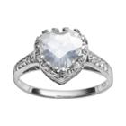 Sterling Silver Lab-created White Sapphire Heart Crown Ring, Women's, Size: 7
