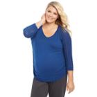 Plus Size Maternity Oh Baby By Motherhood&trade; Pointelle V-neck Sweater, Women's, Size: 2xl, Blue (navy)