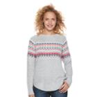 Juniors' So&reg; Fair Isle Long Sleeve Sweater, Teens, Size: Large, Light Grey