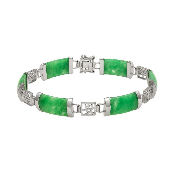 Jade Sterling Silver Bracelet, Women's, Size: 7.5, Green