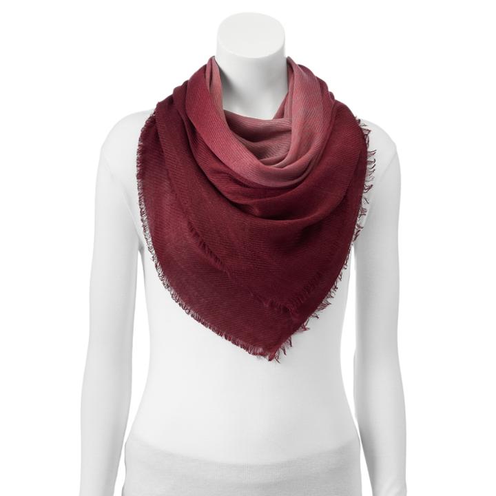 Sonoma Goods For Life&trade; Dip-dyed Twill Plaid Blanket Square Scarf, Women's, Med Red