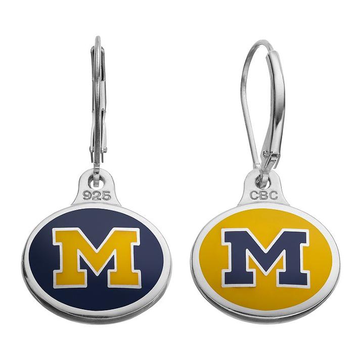 Fiora Michigan Wolverines Sterling Silver Team Logo Drop Earrings, Girl's, Multicolor