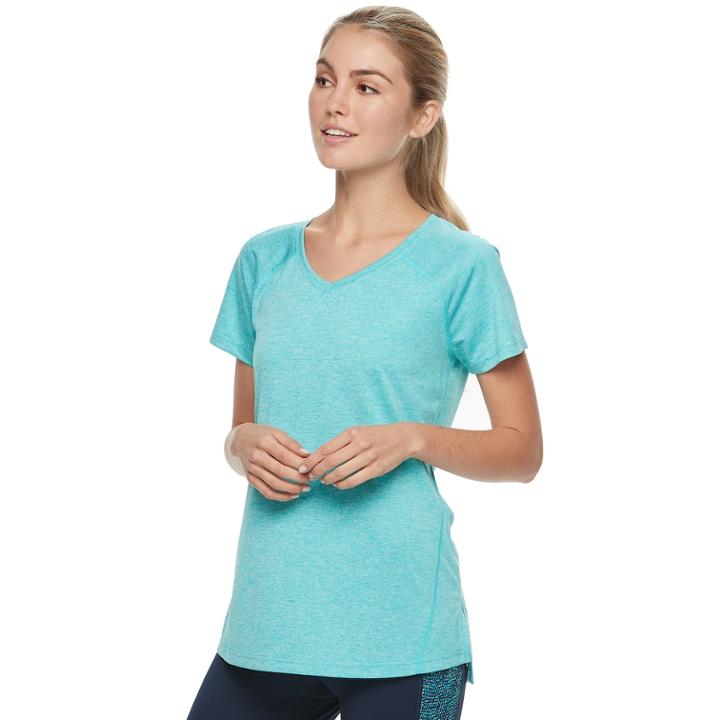 Women's Tek Gear® Performance Base Layer Side Slit Tee, Size: Small, Turquoise/blue (turq/aqua)
