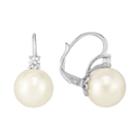 Sterling Silver Shell & Cubic Zirconia Drop Earrings, Women's, White