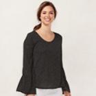Women's Lc Lauren Conrad Flare-sleeve Top, Size: Medium, Black