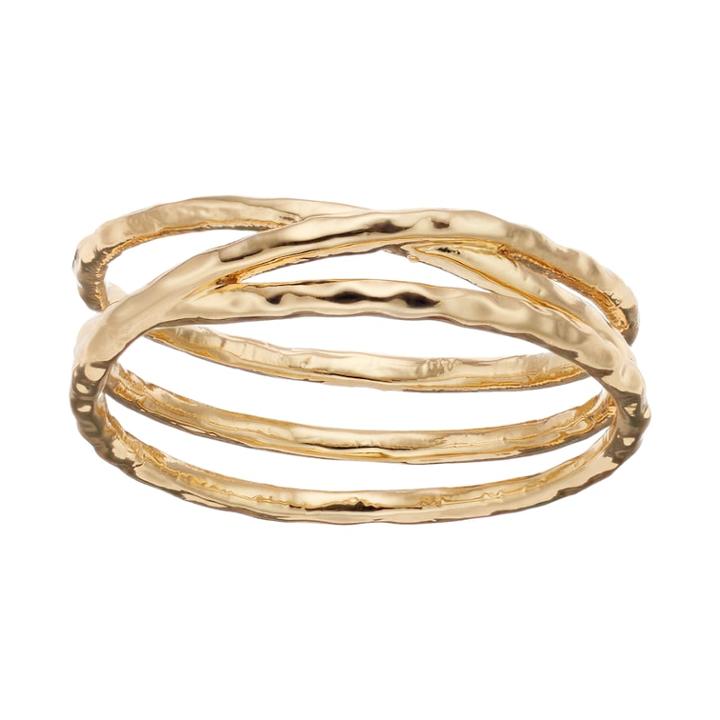 Lc Lauren Conrad Hammered X Ring, Women's, Size: 7, Gold