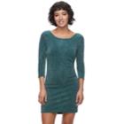 Juniors' Three Pink Hearts Glitter Bodycon Dress, Teens, Size: 5, Green