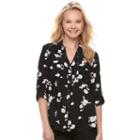 Juniors' Candie's&reg; Piped Roll-tab Blouse, Teens, Size: Medium, Black