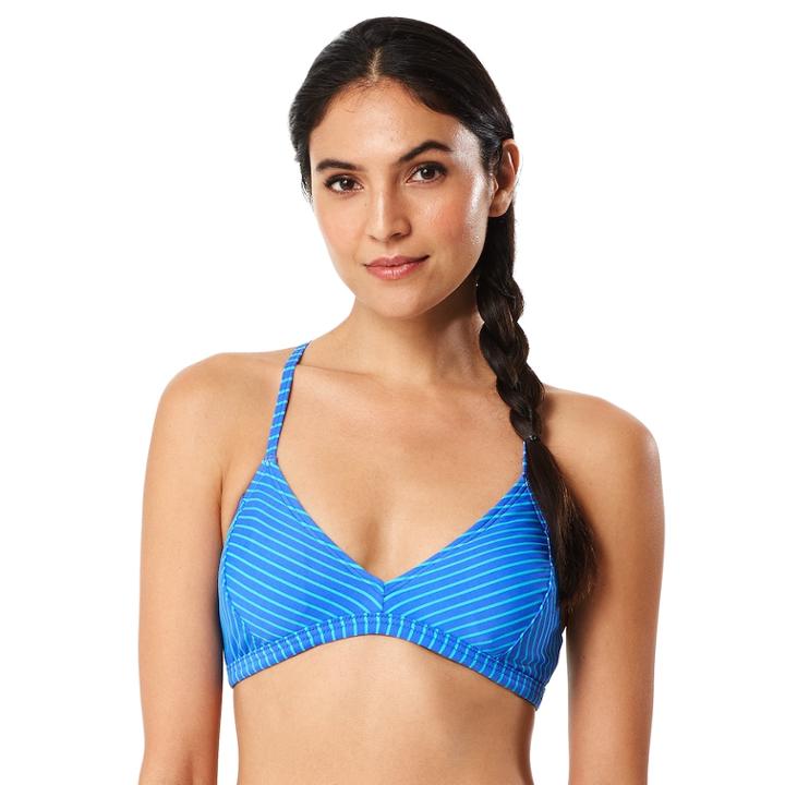 Women's Speedo Striped Strappy Bikini Top, Size: Medium, Turquoise/blue (turq/aqua)