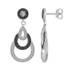 Sterling Silver 2/5-ct. T.w. Black And White Diamond Chandelier Earrings, Women's
