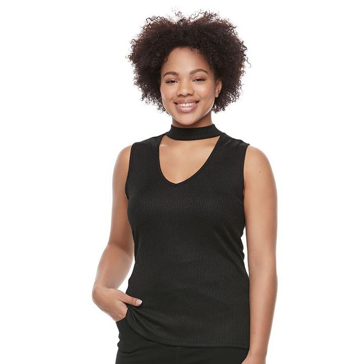 Juniors' Plus Size Candie's&reg; Knit Mockneck Tank, Girl's, Size: 2xl, Oxford