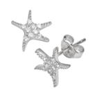 Sophie Miller Sterling Silver Cubic Zirconia Starfish Stud Earrings, Women's, White