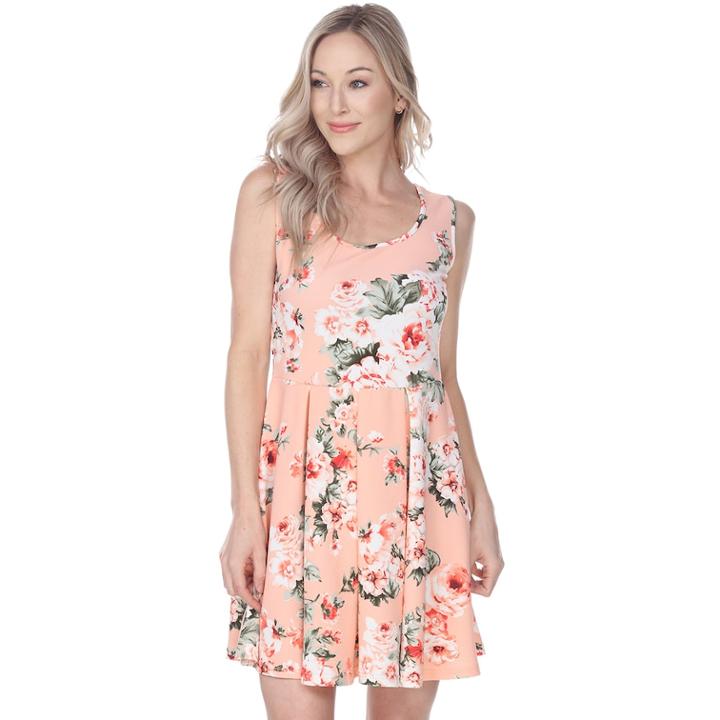 Women's White Mark Pleated Fit & Flare Dress, Size: Xl, Lt Orange