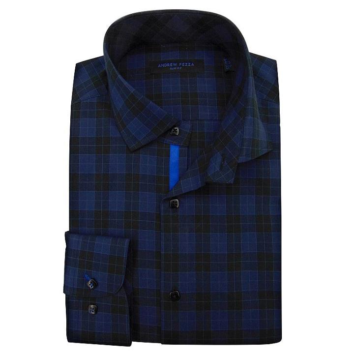 Men's Andrew Fezza Slim-fit Comfort Flex Collar Dress Shirt, Size: 16, Blue Other