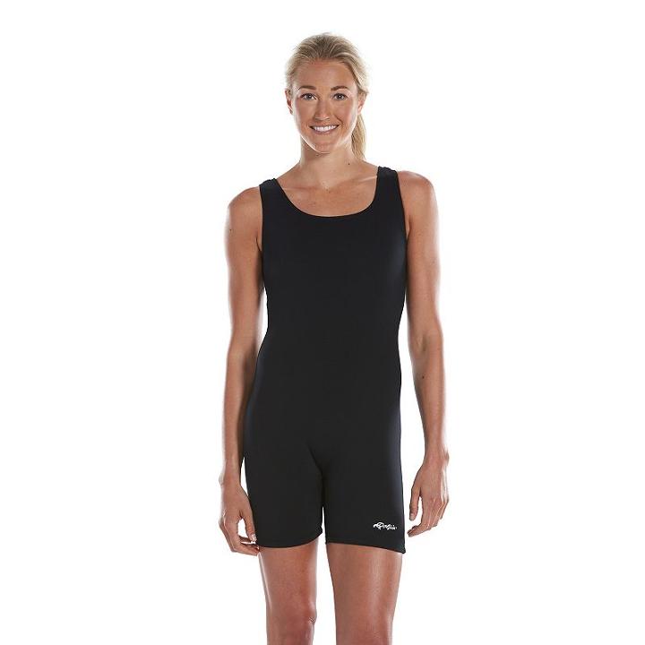 Women's Dolfin Aquatard One-piece Swim Legsuit, Size: 20 Comp, Black
