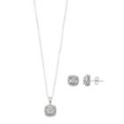 Sterling Silver Diamond Accent Cushion Pendant & Stud Earring Set, Women's, Size: 18, White