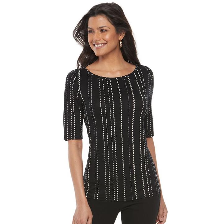 Women's Apt. 9&reg; Essential Striped Boatneck Tee, Size: Medium, Black