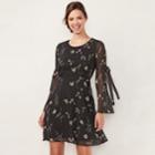 Women's Lc Lauren Conrad Bell Sleeve A-line Dress, Size: Small, Black