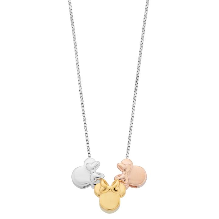 Disney's Minnie Mouse Tri-tone Sterling Silver Pendant Necklace, Women's, White
