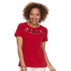 Petite Croft & Barrow&reg; Crewneck Graphic Tee, Women's, Size: M Petite, Red