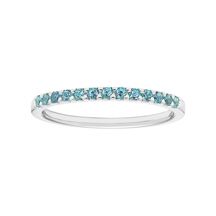 14k White Gold Blue Topaz Stackable Ring, Women's, Size: 5.50