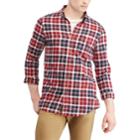Men's Chaps Regular-fit Plaid Flannel Button-down Shirt, Size: Xl, Red