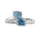 Sterling Silver Blue Topaz And Diamond Accent Heart Bypass Ring, Women's, Size: 6
