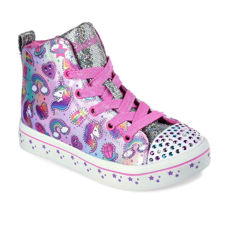 Skechers Twinkle Toes Shuffles Twi-lites Girls' Light Up High Top Shoes, Size: 12, Blue