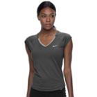 Women's Nike Pure V-neck Workout Top, Size: Medium, Dark Grey