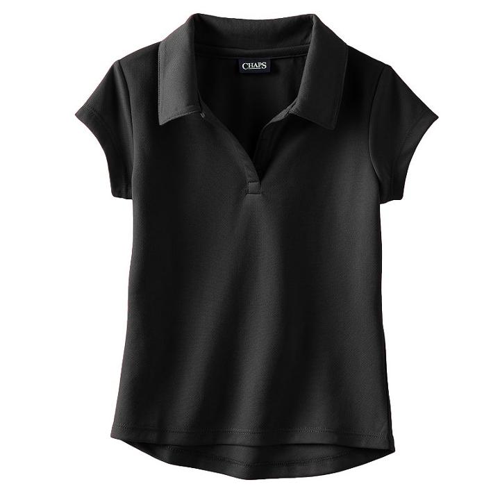 Girls 4-16 & Plus Size Chaps Short Sleeve Performance Polo Shirt, Girl's, Size: 8-10, Black