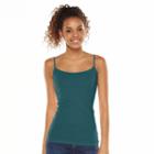 Juniors' So&reg; Scoopneck Satin-trim Cami Tank Top, Girl's, Size: Large, Green