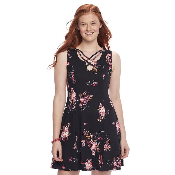 Juniors' Mudd&reg; Cross Front Dress, Teens, Size: Xl, Black