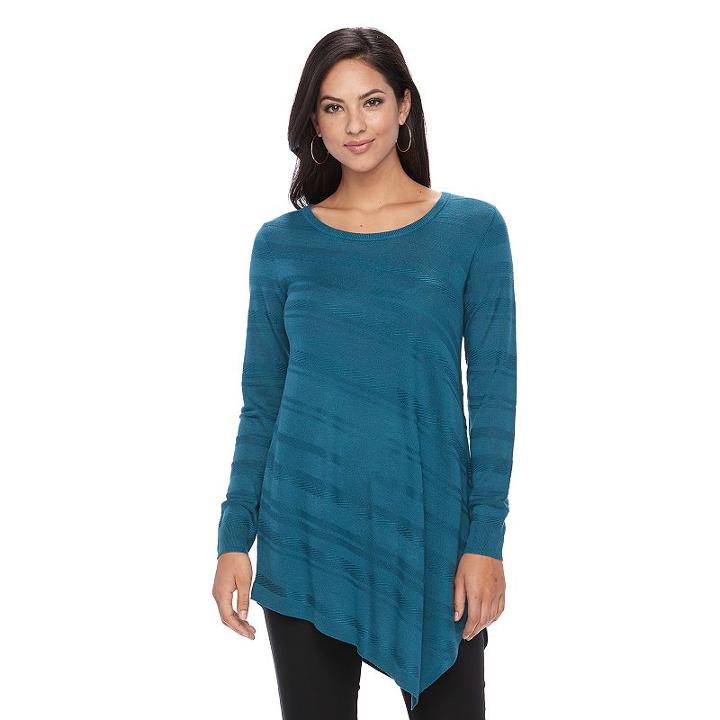 Women's Apt. 9&reg; Textured Striped Tunic, Size: Xl, Turquoise/blue (turq/aqua)