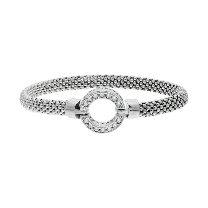 Sterling Silver Cubic Zirconia Circle Bangle Bracelet, Women's