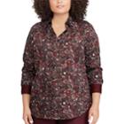 Plus Size Chaps No Iron Printed Sateen Shirt, Women's, Size: 3xl, Black