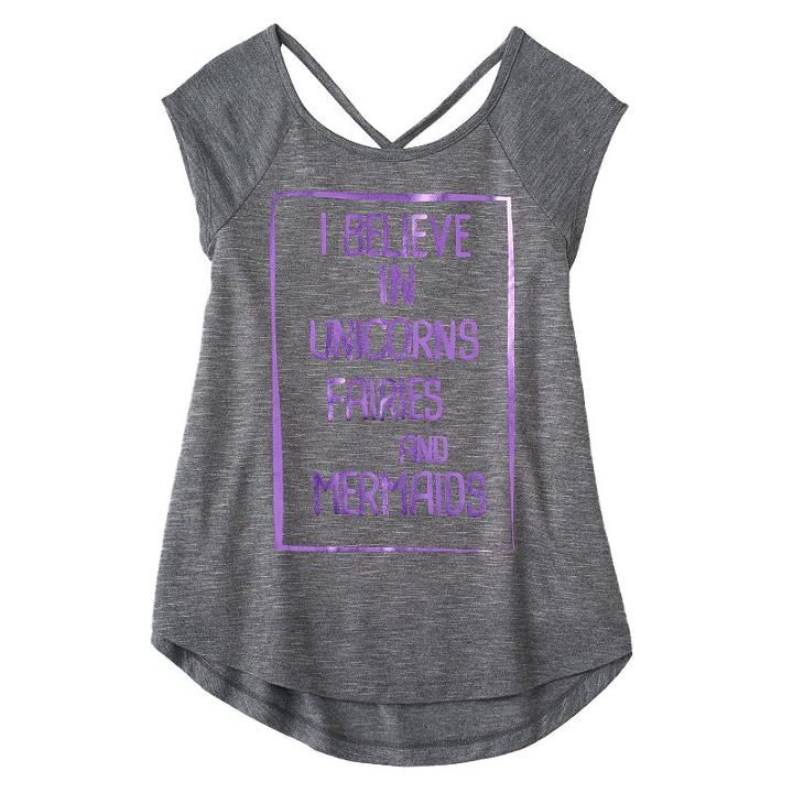 Girls 7-16 & Plus Size So&reg; Cutout V-back Tee, Girl's, Size: 16 1/2, Light Grey
