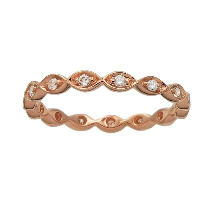 10k Rose Gold 1/5-ct. T.w. Diamond Scalloped Eternity Wedding Ring, Women's, Size: 8, White