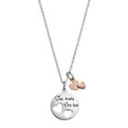 Silver Expressions By Larocks Two Tone Two Hearts One Love Disc Pendant, Women's, Grey