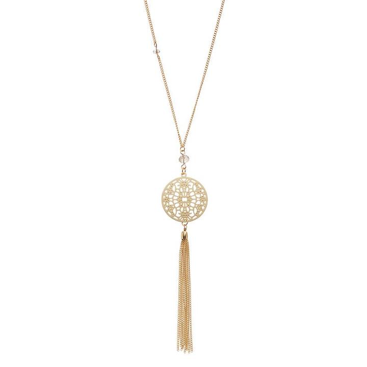 Lc Lauren Conrad Openwork Disc Tassel Necklace, Women's