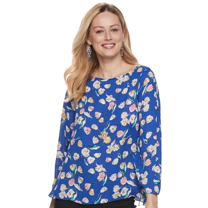 Women's Apt. 9&reg; Ruched Georgette Top, Size: Xl, Blue