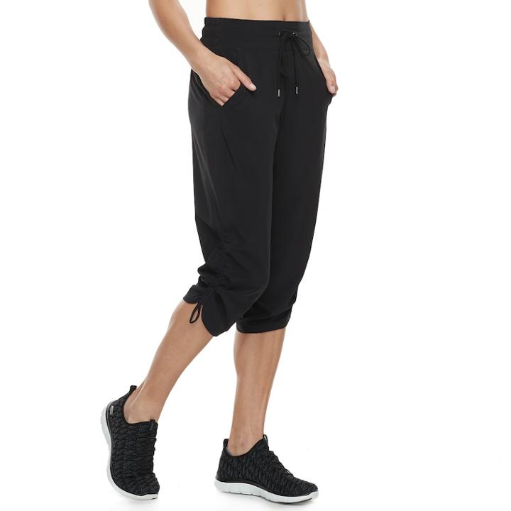 Women's Tek Gear&reg; Ruched Woven Capris, Size: Large, Black